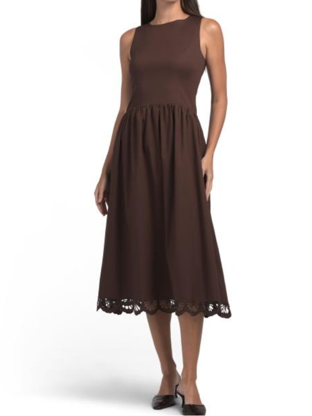 WAYF brown midi dress